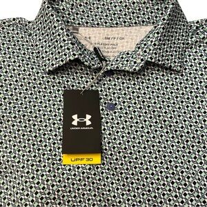 Under Armour Playoff 3.0 Links Print Polo mens UA Golf UPF 30 upper back logo SM